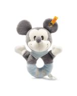 Steiff Disney Mickey Mouse Greifring mit Rassel 13 cm grau / blau 