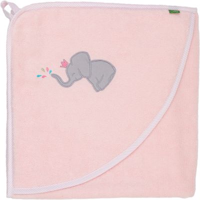 Smithy Kapuzenhandtuch Elefant 100 cm x 100 cm rosa