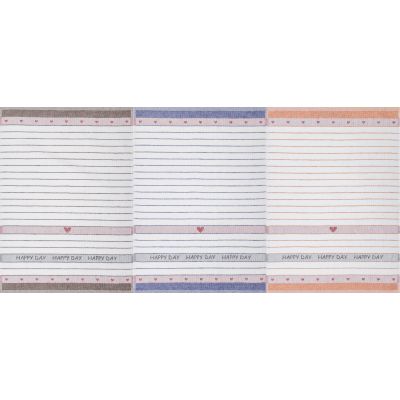  Kracht Halbleinen Jacquardtuch 3er-Pack "HAPPY DAY" 50x70 cm