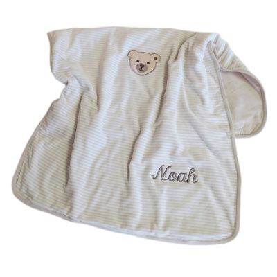 Steiff Babydecke Nickydecke hellgrau gestreift 90 cm x 60 cm  wind chime