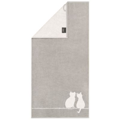 Cawö Handtuch CUTE CATS EDITION You & Me platin/weiß 50x100 cm 