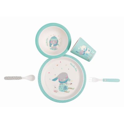 Moulin Roty Kindergeschirrset Les Jolis trop beaux blau