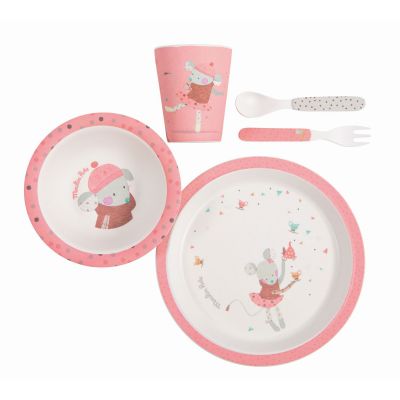 Moulin Roty Kindergeschirrset Les Jolis trop beaux rosa