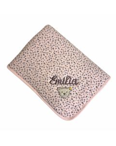 Steiff Babydecke mit Blümchenprint rosa seashell pink 60 cm x 90 cm