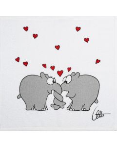 Kracht Baumwoll Frottier K&uuml;chentuch Druck "OTTIFANT HERZEN"  50x50cm