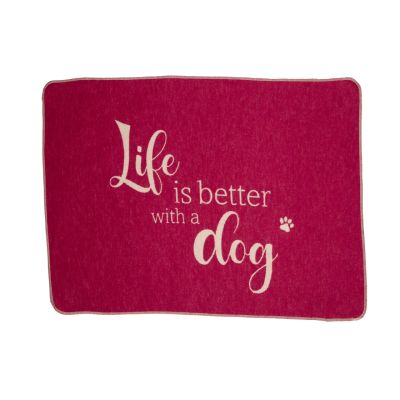 Fussenegger Haustierdecke "life is better" dog 70 cm x 90 cm pink