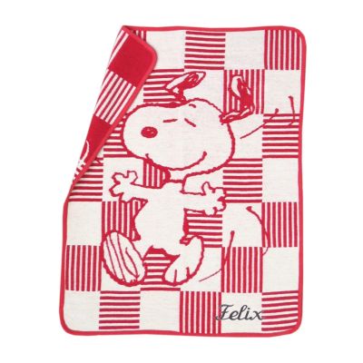 Klippan Happy Snoopy Babydecke 70 cm x 90 cm Chenille organic cotton red